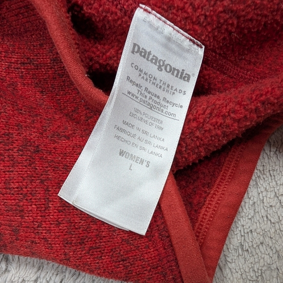Patagonia Vest Jacket Womens L Red Heathered Better Sweater Full Zip Fleece - Picture 7 of 9